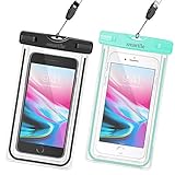 Smartlle wasserdichte Handyhülle, IPX8 Handy-Tasche für Apple iPhone XS, XR, XS MAX, X, 8, 7, 6 Plus, SE, Samsung S9+, S9, S8+, LG V20 HTC, 15.2 cm, schneefest, 2 Stück, Blau+Hellgrü