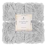 SPRINGOSⓇ Kuscheldecke｜Plaid｜Überwurf｜160 x 200 cm｜Grau｜Plüschdecke｜Decke｜Wohndecke｜Grau｜zweiseitig｜Kunstfelldeck