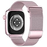 ToouYoor Ersatzarmband Kompatibel mit Apple Watch Armband 38mm 40mm 41mm, Metal Mesh Edelstahl Damen Herren Armband mit Magnet für iWatch Series SE 7/6/5/4/3/2/1,Roség