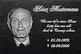 LaserArt24 Schiefertafel mit wetterfester Lasergravur Grabstein-006 und IHREM Foto + Text/Daten in der gewünschten Schriftart z.B. als Grabplatte auf das Grab oder als Gedenkentafel für Z