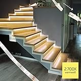 proventa® LED-Treppenstufenbeleuchtung mit Dimmer, Komplettset für 15 Stufen, 2.700K warmweiß, montagefreundliche Steckverbindung