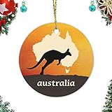 Australia Kangaroo Weihnachtsgurke Baumschmuck Zombie Flamingos Hof Ornamente Weihnachtsbaum Dekoration Runde Keramik Souvenir Schnurgebunden Festlich Comic für Babyparty
