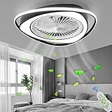 Deckenleuchte Deckenventilator Mit Beleuchtung LED-Licht Dimmbar Mit Fernbedienung Einstellbare 3 Windgeschwindigkeit Moderne Deckenleuchte Schlafzimmer Wohnzimmer Esszimmer Kronleuchter (schwarz)