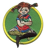 Pippi Langstrumpf © mit Herr Nilsson - Aufnäher, Bügelbild, Aufbügler, Applikationen, Patches, Flicken, zum aufbügeln, Größe: 6 x 6,9