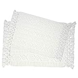 HOMEIO Jacquard-Baumwoll-Badematten-Set, waschbar, Baumwolle, superweich, waschbar, schnell trocknend, wasserabsorbierend, dekorativer Badvorleger, 53,3 x 86,4 cm und 4,2 x 61 cm, weiß