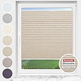Schuette® Plissee mit Bohren zum Anschrauben ● Dolomite Kollektion: Light Coffee (Beige) ● 95x120cm (Breite x Höhe) ● Suprafix Faltrollo Befestigung ● Bequeme Rollo Montage inkl. V