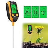 Vakdon Digitale Version 4in1 Boden-pH-Meter, Bodentester, für PH-Wert/Lichtintensität/Temperatur/Bodenfeuchtigkeits, Boden-Feuchtigkeitsmessgerät für Bauernhof, Garten, Indoor, Outdoor (S1)