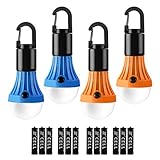 Lepro Campinglampe, Tragbare Zeltlampe, LED Camping Laterne, Camping Licht, Glühbirne Set-Notlicht 4 Stück für Camping Abenteuer Angeln Garage Notfall Stromausfall, 12 AAA B