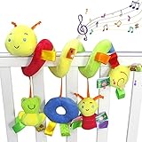 Synchain Babyschale Spielzeug, Activity Spirale Kinderwagen Spielzeug, 0-12 Monaten Babys Junge Mädchen Activity Spirale Spielzeug mit Klingelglocke, Pädagogische Plüschtier für Kinderbett, Baby