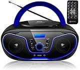 Tragbarer CD-Player | Boombox | CD/CD-R | USB | FM Radio | AUX-In | Kopfhöreranschluss | CD Player | Kinder Radio | CD-Radio | Stereoanlage | Kompaktanlage… (Dark Blue)