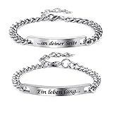 Zysta 'Her King und His Queen Schrift Curb Kette Armband mit Gravur EIN Paar partnerarmband aus Edelstahl Pärchen Armreifen für verliebte Herren Damen Geschenk