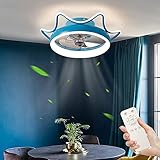 LED Deckenventilator mit Beleuchtung 80W Deckenleuchte, 3 Farbtemperatur (3000-6500K) & 4 Geschwindigkeiten Ventilatorlicht, Leise Ventilator Pendelleuchte für Schlafzimmer Wohnzimmer Ø55
