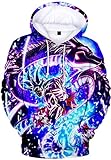 FLYCHEN Jungen Kapuzenpullover 3D Druck Hoodie mit Kängurutasche Sun gouku Gute Pullover (S,Farbe 816)