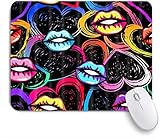 Mauspad bunte mädchenhafte abstrakte kuss lippen und herzen pop art valentinstag mystiker customized kunst mousepad rutschfeste gummibasis für computer laptop schreibtisch schreibtischzubehö