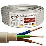 OKSI 20m NYM-J 3x1,5 mm² Mantelleitung Feuchtraumkabel Elektrokabel Kupfer Made in Germany