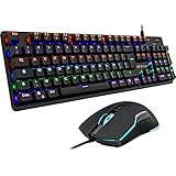 THE G-LAB Combo CARBON RGB Gaming Tastatur Mouse Pack – Mechanische Gaming-Tastatur mit LED-Hintergrundbeleuchtung, Blaue Schalter, Deutsch QWERTZ, Anti-Ghosting + RGB-Gaming-Maus 6 Tasten 7200 DPI
