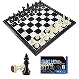 OUILA Schachspiel Magnetisch Einklappbar Schachbrett Schach mit Aufbewahrungsbeute Schachbrett Schachfiguren für Kinder Erwachsene Familie Geschenk Reisen(25 * 25cm)