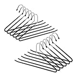 Relaxdays Hosenbügel 12 Set, rutschfest, Kleiderbügel für Hosen, gummiert aus Metall, platzsparend, Set, 35 cm, schw