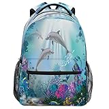 Oarencol Unterwasser Delfine Tier Fisch Rucksack Büchertasche Tagesrucksack Reise Wandern Camping Schule Laptop T