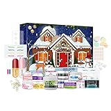 Adventskalender 2021 Frauen Beauty Kosmetik Hautpflege, Make-up-Creme Adventskalender Schminke 12 Set Cartoon-Weihnachtsmann Nagelaufkleber Fuillung Hautpflege Sets & Kits (Make-up-Creme)