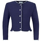 Isar-Trachten Kinderstrickjacke 47068 Mädchen | hochwertige Trachtenjacke Strickjacke | Elegante Jacke Kinder (164, dunkelblau Marine)
