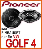Lautsprecher - Pioneer TS-G1720F - 16,5cm 2-Wege 300 Watt Koax Einbauset für VW Golf 4 - JUST SOUND b