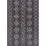 payé Teppich Wohnzimmer Boho Ethno - Grau - 80x150cm - Hochflor weich - Retro Schlafzimmer Flur Dekoration Läufer Kinderzimmer - Skandinavische Deko Tepp