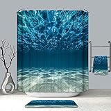 Duschvorhang 240x200 - Anti-Schimmel Wasserdicht Duschvorhang - Polyester Material Duschvorhang - für Badezimmer Unterwasserwelt Muster - mit 12 Duschvorhangringen(240x200cm,Unterwasserwelt 3)