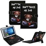 NAUC Tablet Tasche kompatibel für Amazon Fire HD 10 / Plus 2021 Keyboard USB Hülle Tastatur QWERTZ Tastatur Schutzhülle Standfunktion Magnetverschluss Cover Universal, Farben:Motiv 1