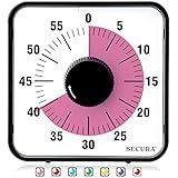 Secura Visueller Countdown-Timer, 60 Minuten, 19,1 cm, Übergröße, Klassenzimmer, visueller Timer für Kinder und Erwachsene, langlebig, mechanischer Küchentimer mit magnetischer Rückseite (Pink)