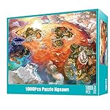 Karte von Pokémon Puzzles für Erwachsene 1000 Teile Pokemon DIY Karton Spielzeug für Erwachsene 1000 Teile Puzzles Anime Holzpuzzle Geschenke für Senioren (52x38cm)