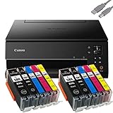 Bundle Canon PIXMA TS6350 Tintenstrahldrucker Multifunktionsgerät (Drucker, Scanner, Kopierer) mit 10 komp. Youprint® Tintenpatronen für PGI-580/CLI-581 XXL +USB-Kab