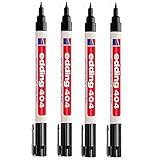 Edding 404 Permanentmarker Rundspitze 0,75mm Strichstärke | Alle Farben, verschiedene Mengen / Sparpacks (4, Schwarz)