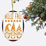 Hello Fall Ornament Weihnachtswichtel Oval Weihnachtsschmuck Retro Ornamente Holzperlen Ornamente Fensterbehandlungen Gewürz Sport für süße Gefü
