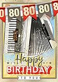 bentino Geburtstagskarte XL mit AKKORDEON-Funktion! Mit der Grußkarte 'Happy Birthday' spielen, Glückwunschkarte aus der Serie 'Great Cards', DIN A4 Set mit Umschlag, 80. Geburtstag