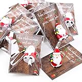 Logbuch-Verlag 10 Mini Geschenke zu Weihnachten - kleine Weihnachtsmann Figur mit Karte - Santa Nikolaus Miniatur als Präsent Kunden Mitarbeiter F