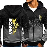 COZY LS Hoodies-Jacke Für Herren – Scania Print Zip Pullover Lässiges Sweatshirt Langarm Kapuzenmantel – Geschenk Für Teenager-Grey||M