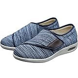 Diabetikerschuhe Extra Weit Herren Damen,Bequem Unisex-Erwachsene Flache Slip On Sneaker,Einstellbare Hohem Spann für Bei Geschwollenen Füßen ältere Menschen(Size:39,Color:Blau)