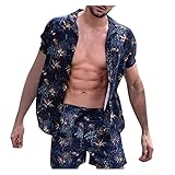 Asija Hemd Herren Regular Fit Retro Männer Strand Stil Block Sommerhemd Gedruckt Hawaiihemden Casual Kurzarm Umlegekragen Blusen Hemd Strand Drucken Kurze Hose Lässig Mode Sportbekleidung