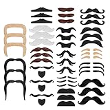 WJUAN 48 Stücke Neuartige Kunstbärte, 16 Selbstklebende Papierstile Kunstbart Hergestellt aus Fasermaterial, Geeignet für Festivals oder Partys Um Eine Fröhliche Atmosphäre zu S