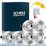 LED Einbaustrahler SCHIELE 3 Stufen Dimmbar Einbauleuchten 230V Inkl. 6 x 7W Ersatz für 60W Halogen IP44 Schwenkbar 700lm LED Spots Dimmbar 2800K Warmweiß Ultraflach 27mm für Wohnzimmer B