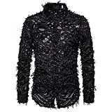 Shirt Herren Frühling Herbst Trend Persönlichkeit Einfarbig Feder Herren Langarm Shirt Modern Urban Slim Fit Revers Strickjacke Jugend Team Performance Kostüm B-Black L