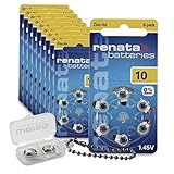 Renata - The Swiss Power Source // Hörgerätebatterie 10 im 60er-Pack mit Hörgerätebatterien Aufbewahrungsbox von WEISS - more power + [60 Stück]