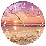 SWECOMZE Lautlos Wanduhr Modern, 30cm Rund Funkuhr Quarz Wanduhr Ohne Tickgeräusche, Strand Himmel Sterne Leise Wall Clock für Wohnzimmer Büro Küche (Stil A)