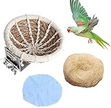 PINVNBY Vogelnest aus Hanfseil, für Sittiche, Zuchtnest, Bett, kleiner Papageienkäfig, Brutkasten mit Flanell, für Wellensittiche, Nymphensittiche, Sittiche, Sittiche, Nymphensittiche, S