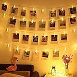 Lichterkette Mit Klammern Für Fotos, Eruibos 5m 40 LED Foto Lichterkette Polaroid Batteriebetriebene Lichterkette Wand für Wohnzimmer, Weihnachten, Hochzeiten, Party Bilder Aufhäng