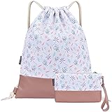 LIVACASA Turnbeutel Hipster Sportbeutel Wasserabweisend Beduckt Gym Beutel Mit Innentasche Schlüsselbund Damen Gym Bag Gefüttert Herren Tüte Rucksack Kinder Mit Außentasche Gymsack Lila B