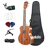 CUHAWUDBA 26 Zoll Ukulele Set 19 Fret Tenor Mahagoni Holz Ukulele Akustik Cutaway Gitarre Palisander Griff Brett Metall Pegs Hawaii 4 String G