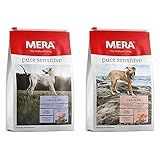 MERA Pure Sensitive Adult Lamm und Reis Hundefutter – Trockenfutter für die tägliche Ernährung nahrungssensibler Hunde & Pure Sensitive Adult Lachs und Reis Hundefutter – Trock