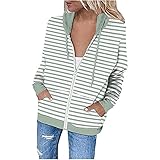 Hailmkont Damen Hoodies Casual Langarm Sweatshirt V-Ausschnitt Pullover Strickjacke Reißverschluss Tops mit T